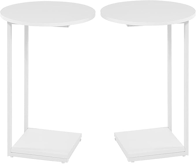 HDANI C Shaped End Table Set of 2, Couch Side Table That Slide Under, C Table by HDANI