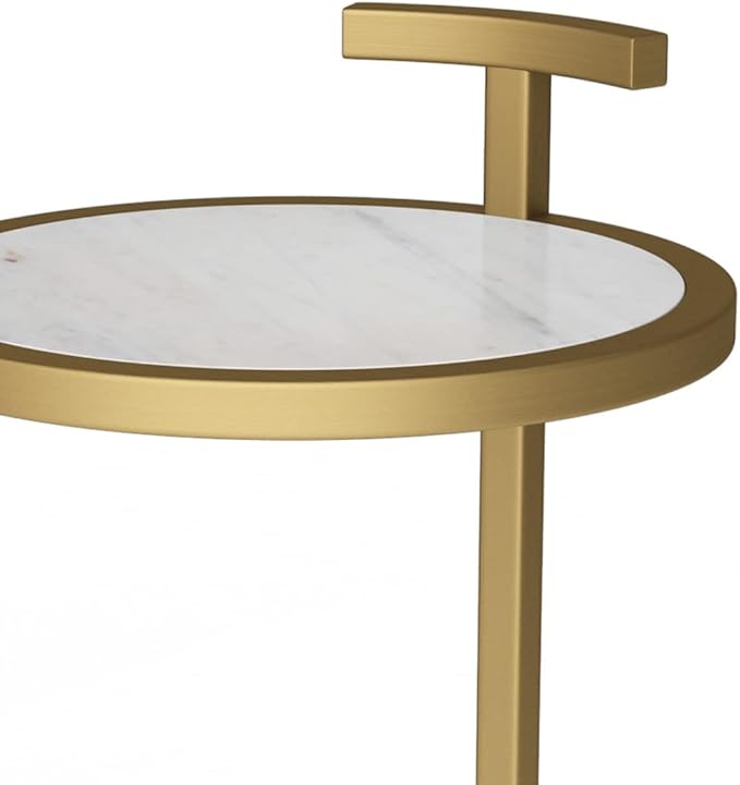 SIMPLIHOME Brook Contemporary 10 Inch Wide Metal C Side Table in White / Gold - Image 7