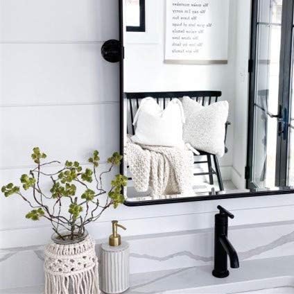 TEHOME 24x38 Horizontal Pivot Bathroom Mirror Tilting Black Metal Framed Pivot - Image 6