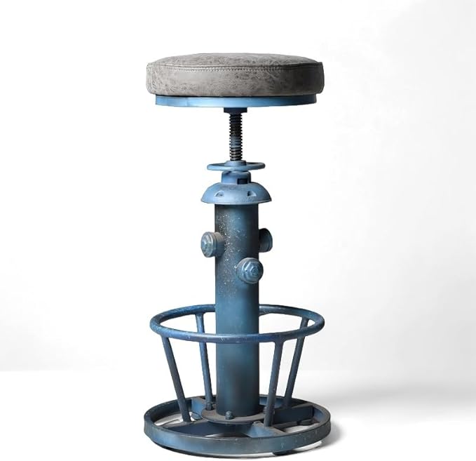 Industrial Bar Stool with Cushioned PU Seat 24.8-30.3inch Height Adjustable by BOKKOLIK
