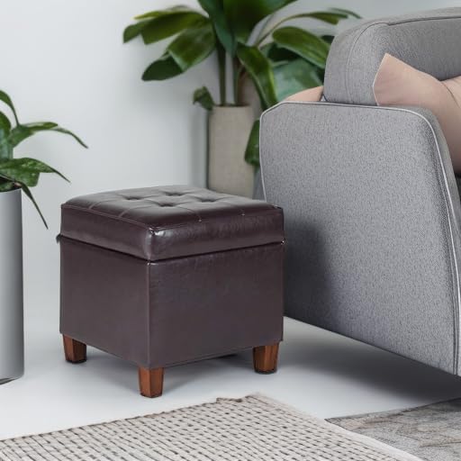 HomePop Leatherette Tufted Square Storage Ottoman - Image 8