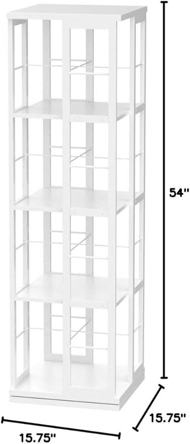 Aheaplus Rotating Bookshelf, 4-Tier Corner Bookshelf, 360 Display Wood Spinning - Image 3