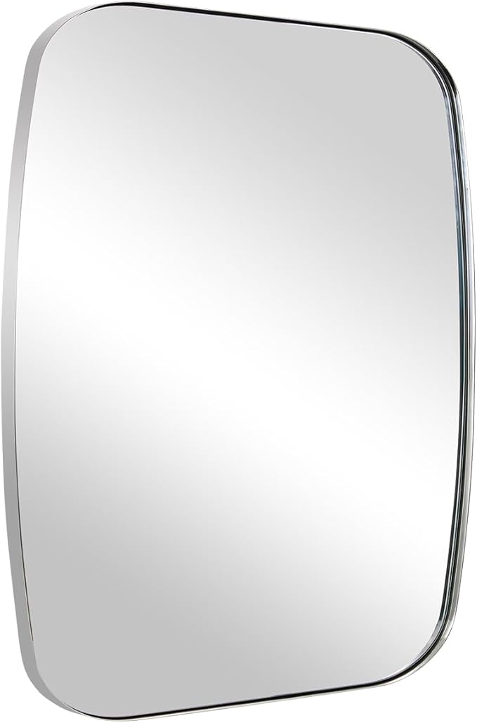 ANDY STAR Chrome Oblong Mirror, 36x40 Inch Polished Chrome Oval Mirror by ANDYSTAR