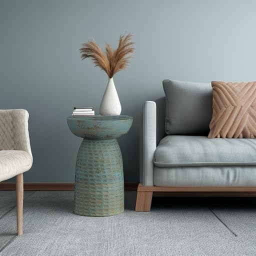 SIMPLIHOME Boyd 13-inch Wide Solid Mango End Table in Teal Wash, - Image 5