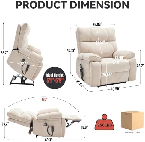 Dual Motor Power Lift Recliner Chair, 8 Positions Vibration Massage Recliner - Image 2