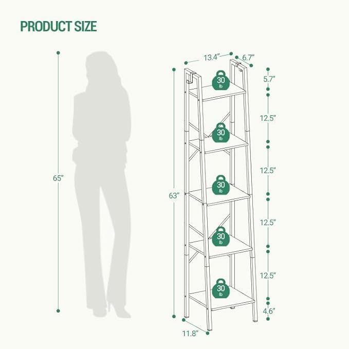 Ladder Shelf, Bookshelf Bookcase, Freestanding Corner Storage Shelve - Image 2