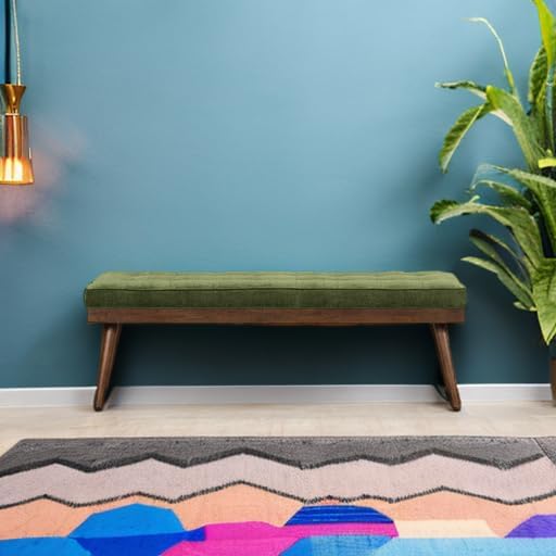 POLY & BARK Luca Bench in Distressed Green Velvet - Image 2
