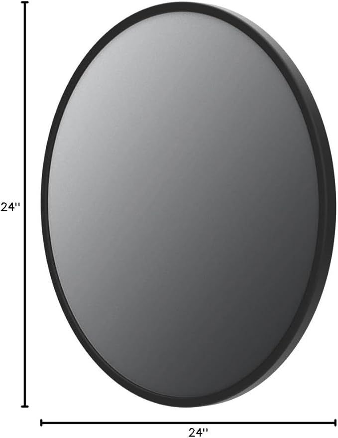 Growsun 24'' Black Round Mirror, Circle Wall Mirror - Image 7