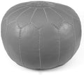 Stuffed Round Design Moroccan Leather Pouf Ottoman, Pre-Filled, 100% Genuine by Unknown