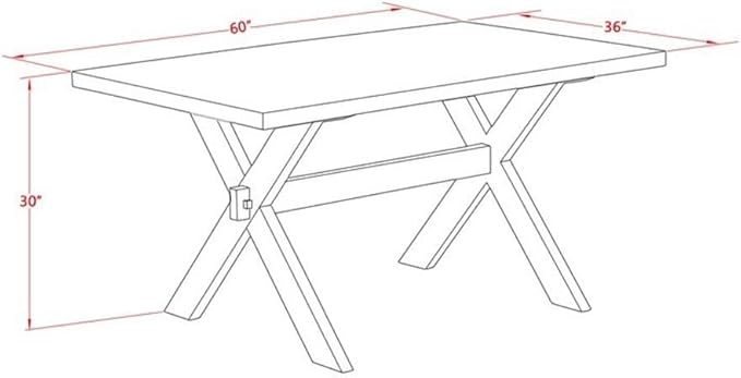 East West Furniture XT026 X-Style Modern Dining Table - Image 6