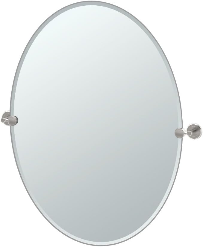 Gatco 4299LG Latitude II Rectangle Mirror, Satin Nickel, 32 Inch, Frameless Oval by Gatco