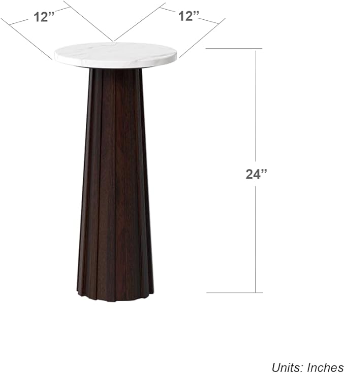 Ma'gro Drink Table – Solid Mango Wood Fluted Base - Image 2