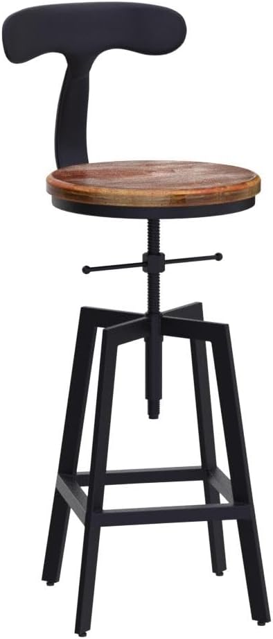 Diwhy Industrial Bar Stools, Kitchen Dining Chair, Wood Top Stool, Adjustable - Image 4