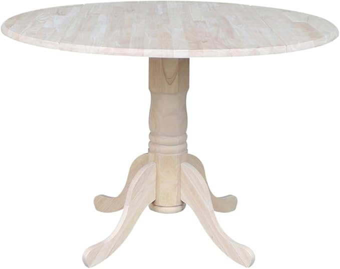 IC International Concepts, Round Dual Drop Leaf Pedestal Dining Table, Solid by InternationalConcepts