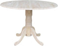 IC International Concepts, Round Dual Drop Leaf Pedestal Dining Table, Solid by InternationalConcepts