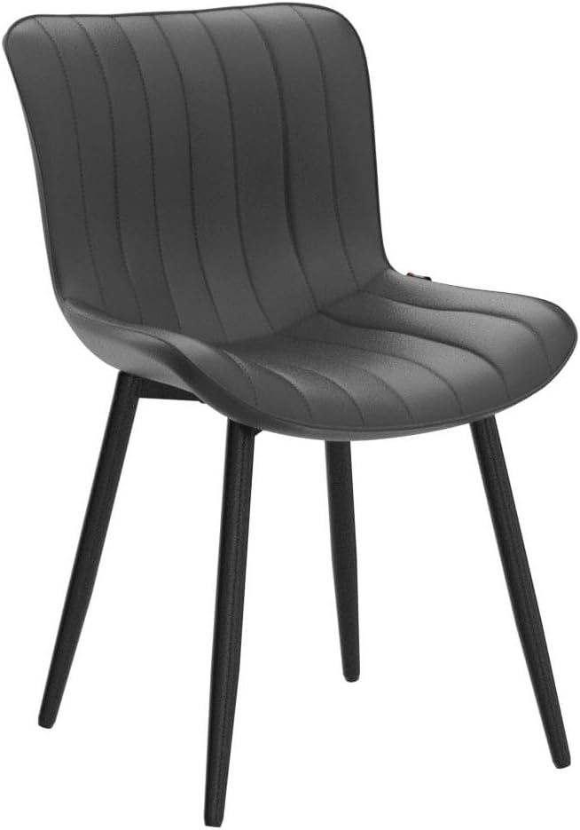 YOUNUOKE Black Dining Chairs Set of 2, Mid-Century Modern Faux Leather - Image 5
