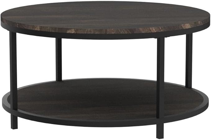 NSdirect 36 inches Round Coffee Table, Rustic Wooden Surface Top & Sturdy Metal - Image 5