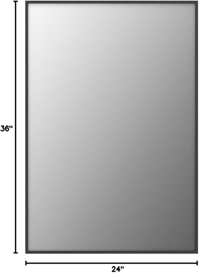 24x36 Inch Black Bathroom Mirror, Copper-Free Mirror, Aluminum Alloy Frame - Image 10