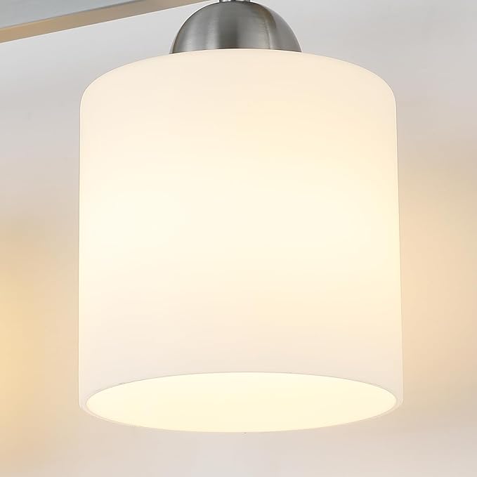 Stainless Steel Milk Glass Vanity Lights - Image 6