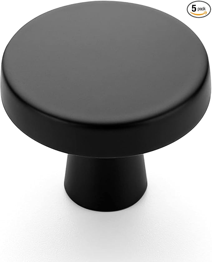 Ravinte 5 Pack Drawer Pulls 1-1/4 Inch Matte Black Kitchen Cabinet Knobs Solid by Ravinte