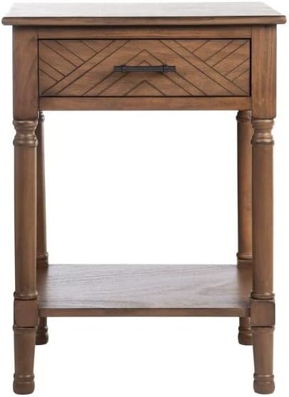 SAFAVIEH Home Collection Peyton Brown 1-Drawer Lower Shelf Accent Table ACC5704C by SAFAVIEH