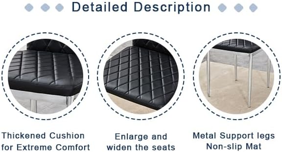 JT Modern Minimalist Dining Chair Fireproof Leather Sprayed Metal Pipe Diamond - Image 5