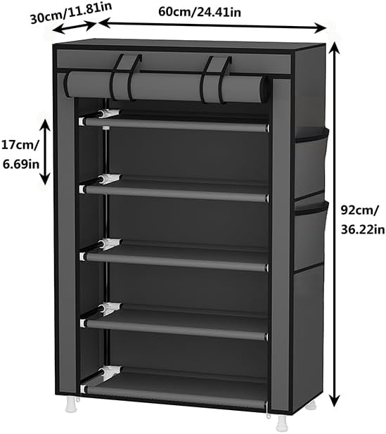 Calmootey 5 Tier Shoe Rack Organizer, Portable Shoe Shelf - Image 3