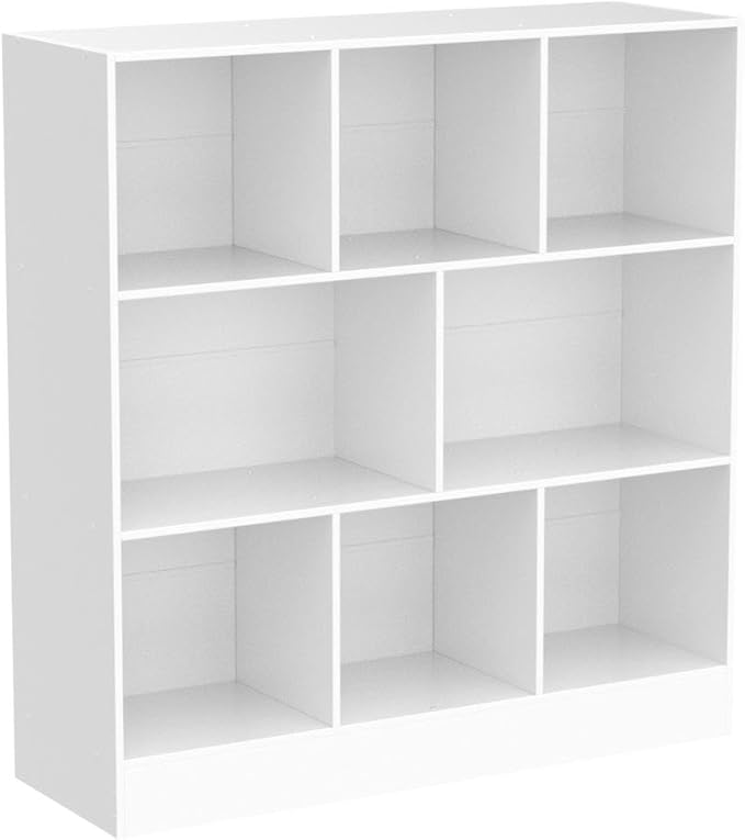 YAHARBO White 3 Tier Bookshelf, Wide Modern Horizontal Bookcase, Wood Low Book - Image 4