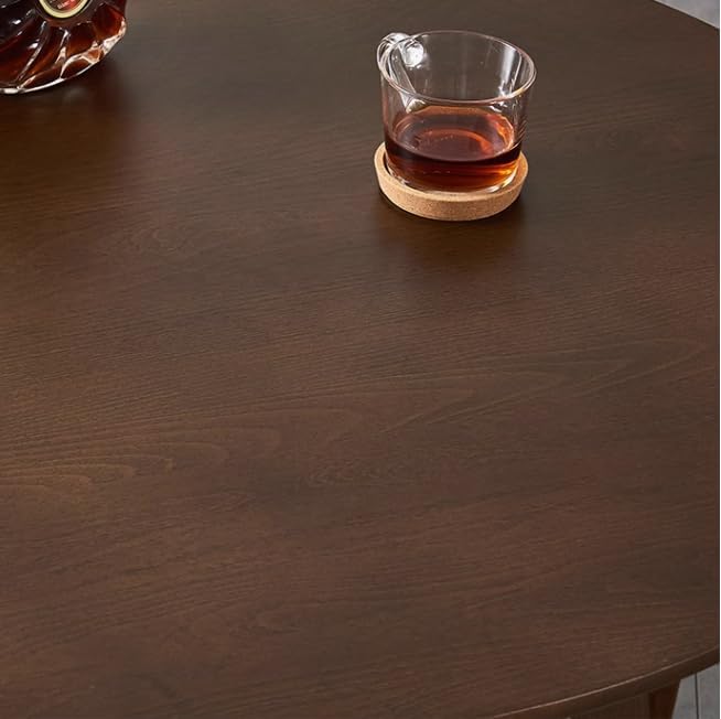 Rustic Round 3 Legs Casual Dining Table, Dark Brown Rubberwood Coffee Table End - Image 4
