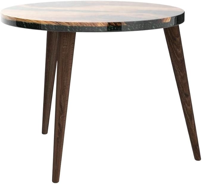 20" Resin Walnut Round Side Table | Epoxy End Table | Coffee Table | Mid - Image 5