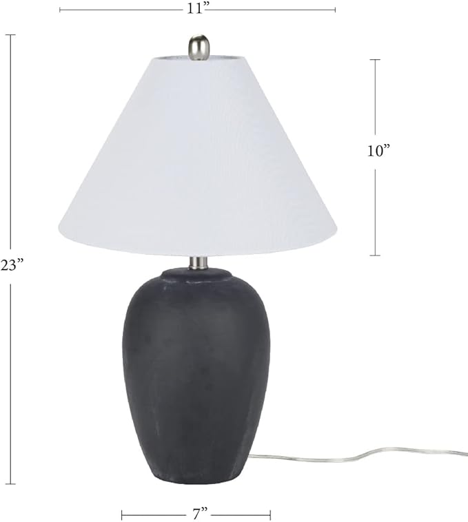 Nourison Home 23" Black Vintage Distressed Ceramic Pot Table Lamp - Image 4