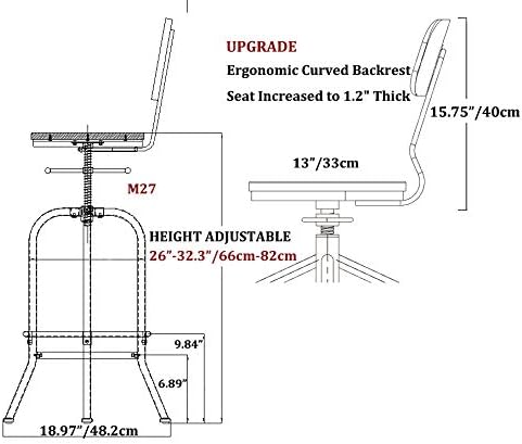 3-Piece Crank Handle Bar Table & 2 Backrests Stools Set - Image 9