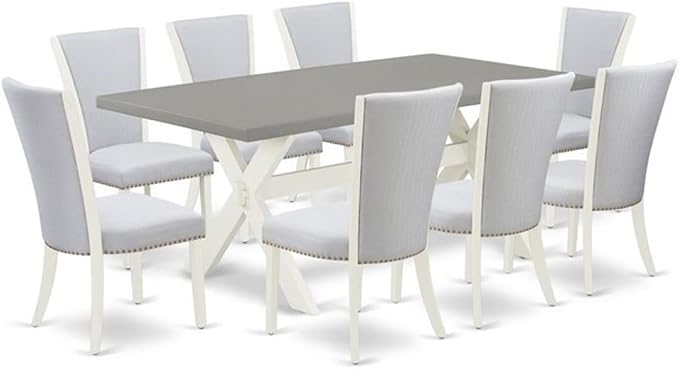 East West Furniture X097VE005-9 9 Piece Dining Table Set Includes a Rectangle by EastWestFurniture