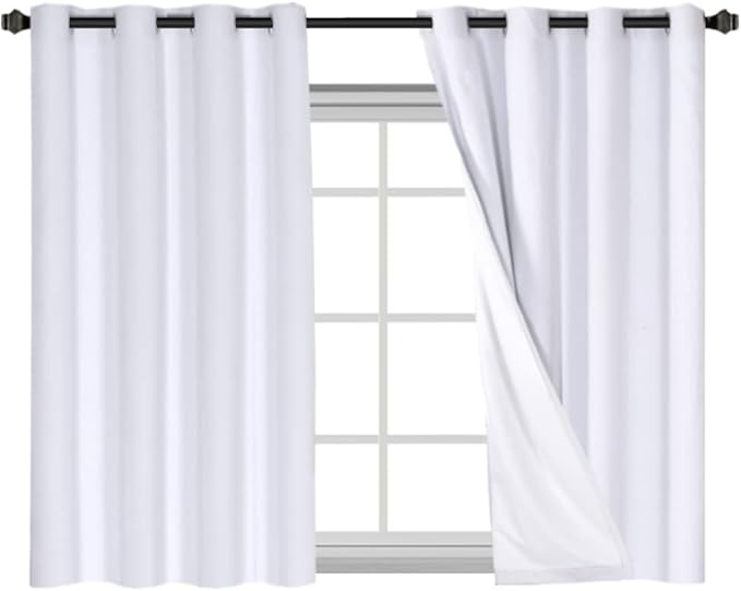 H.VERSAILTEX Linen Blackout Curtains 45 Inches Long 100% Blackout Thermal by HVERSAILTEX
