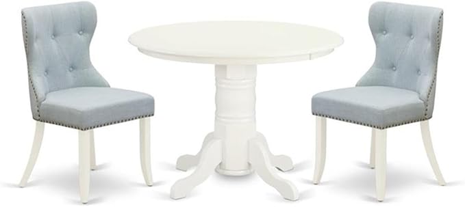 East West Furniture SHSI3-WHI-15 3 Piece Dining Room Table Set Contains a Round by EastWestFurniture