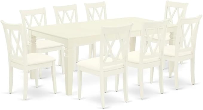 East West Furniture LGCL9-LWH-C 9 Piece Modern Dining Table Set Includes a by EastWestFurniture