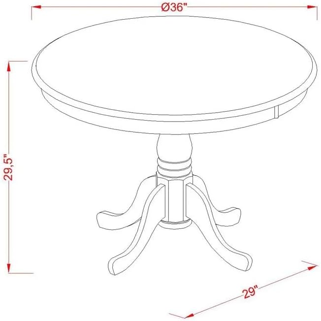 East West Furniture ANAV3-OAK-C 3 Piece Dining Room Table Set Contains a Round - Image 8
