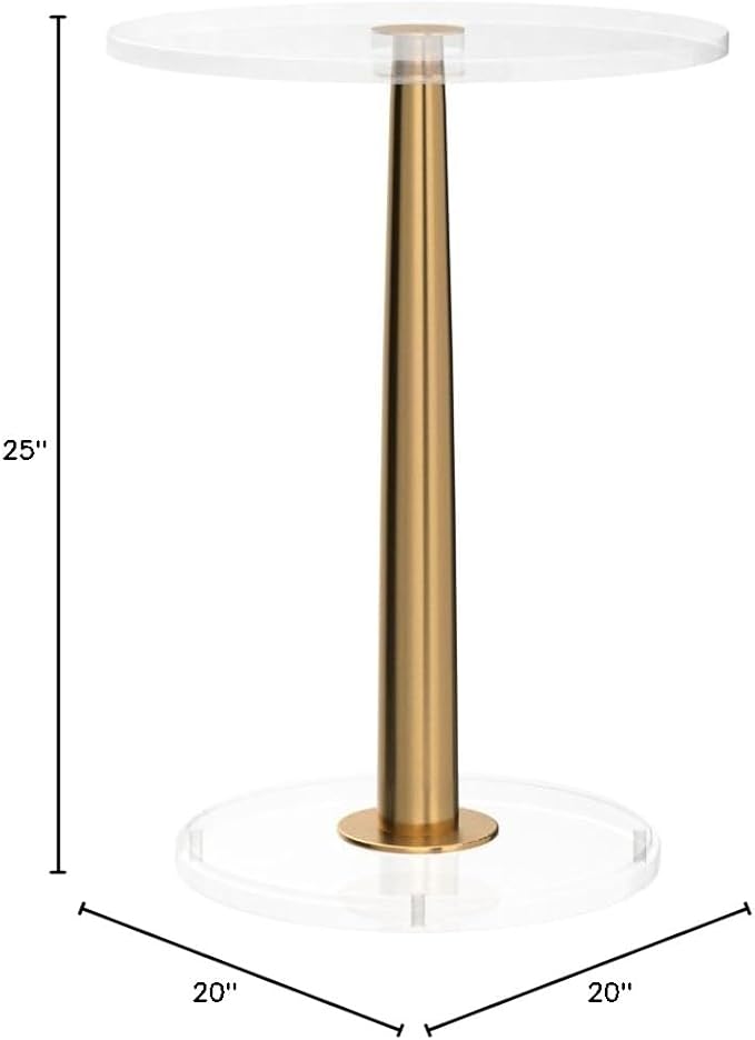 Clear Acrylic Table with Cone Metal Pole … - Image 3