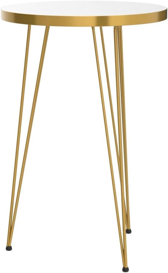 PAK HOME - Set of 2 End Table - High Gloss White Marble Look - Image 4