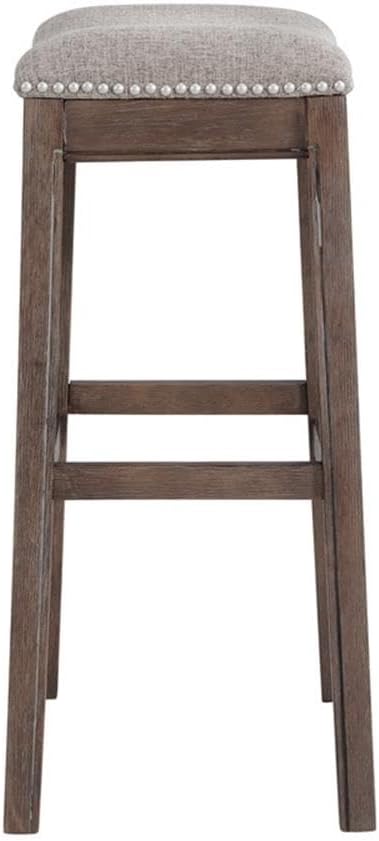 Alaterre Furniture Williston Bar Height Stool, Dark Brown, Solid Rubberwood - Image 7