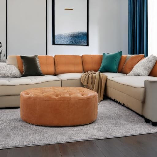 Poly & Bark Ascot Ottoman – 40" Round Pouf - Image 6
