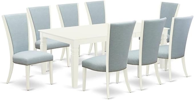 East West Furniture LGVE9-LWH-15 9 Piece Dining Set Includes a Rectangle Dining by EastWestFurniture