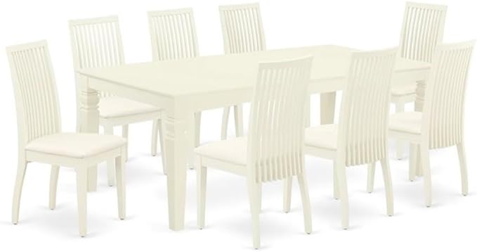 East West Furniture LGIP9-LWH-C 9 Piece Dining Room Table Set Includes a by EastWestFurniture