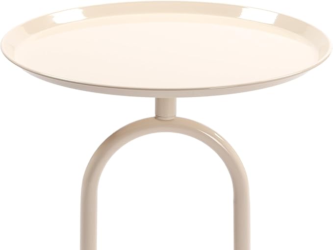 Lantern-Shaped Metal End Table, Small Round Side Accent Pedestal Modern Coffee - Image 4