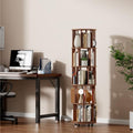 KEIKI 5 Tier Rotating Bookshelf on Wheels, Solid Wood Revolving Bookcase by Unknown
