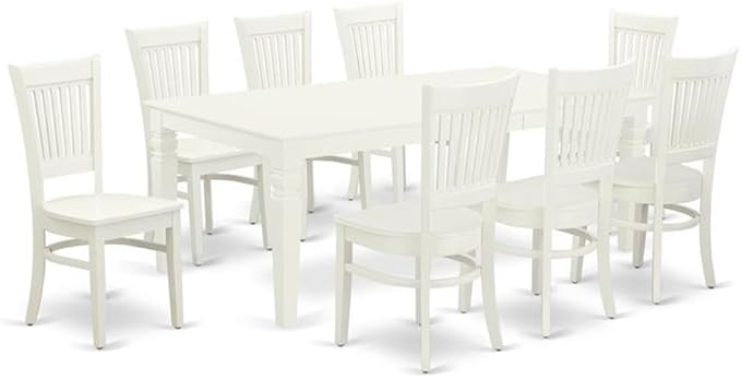 East West Furniture LGVA9-LWH-W 9 Piece Dining Table Set Includes a Rectangle by EastWestFurniture