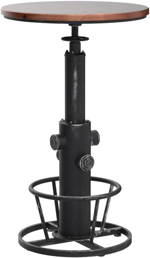 Industrial Bistro Bar Table 38.6-44.4inch Height Adjustable Farmhouse Pub Table - Image 4