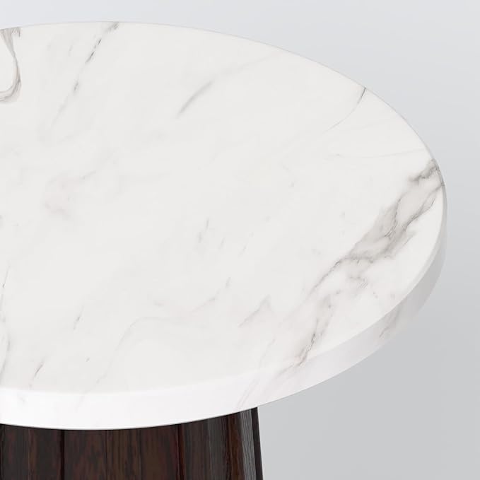 Ma'gro Drink Table – Solid Mango Wood Fluted Base - Image 8