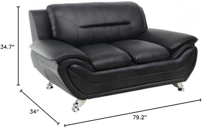 Container Furniture Direct Michael Modern Faux Leather Upholstered Stainless - Image 2