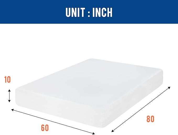 FDW | 10 Inch Queen Mattress | Medium Firm | Gel Memory Foam Mattress | White | - Image 2
